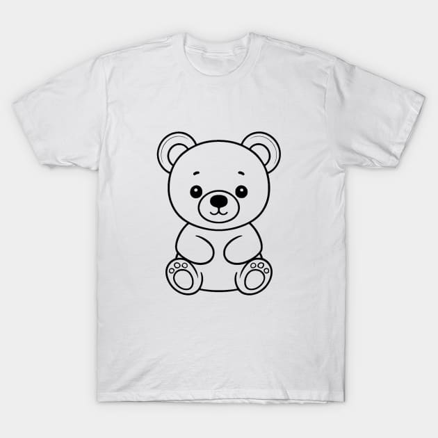 Cute Baby Bear Animal Outline T-Shirt by Zenflow